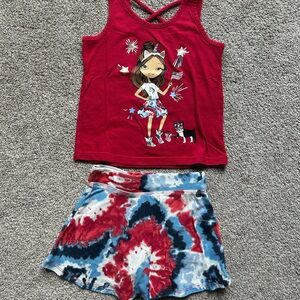 The Children's Place Red White Blue Matching 4th of July Tank Top and Skirt Set